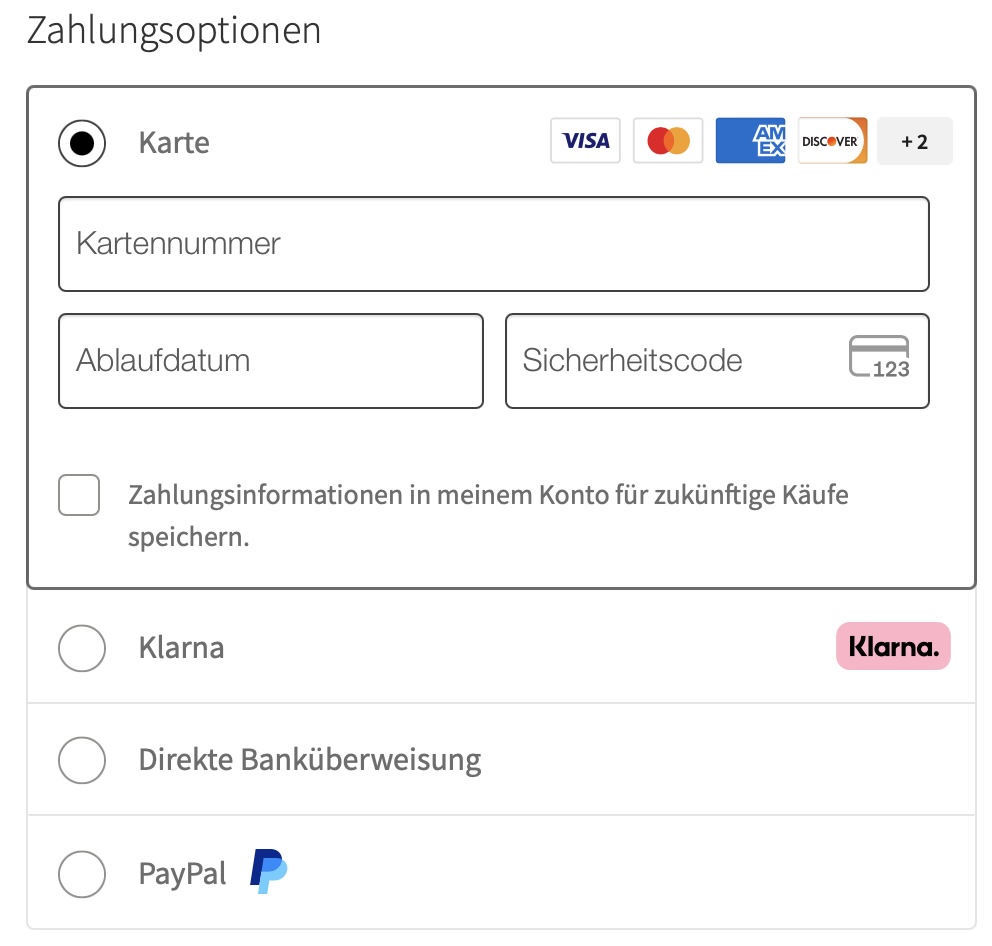 Zahlungsmöglichkeiten